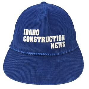 Headlines Blue White Corduroy Idaho Construction News 5 Panel Snapback Hat OS